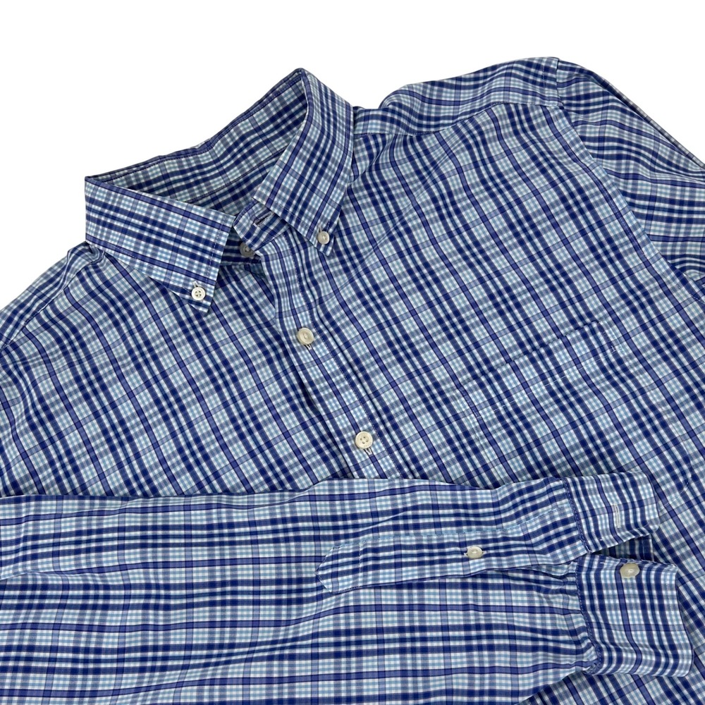 Vineyard Vines Slim Fit Murray Shirt Mens XL Blue Plaid Cotton Button Down